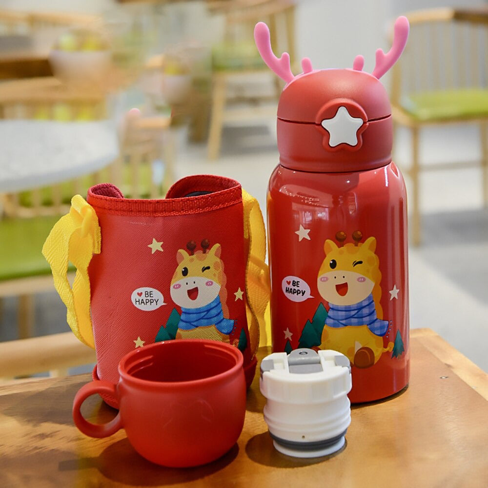 Children's Thermos Mug With Straws Toy Small Plane 316 Stainless Steel Train  Mug Students Kettle Thermos Water Bottle