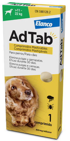 AdTab Chewable flea and tick tablet for dogs weighing 11 to 22 kg - AdTab (1 Tablet)