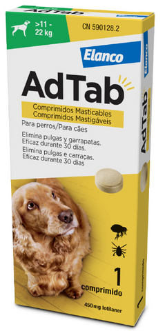 AdTab Comprimé à croquer contre les puces et les tiques pour chiens de 11 à 22 kg - AdTab (1 Comprimé)