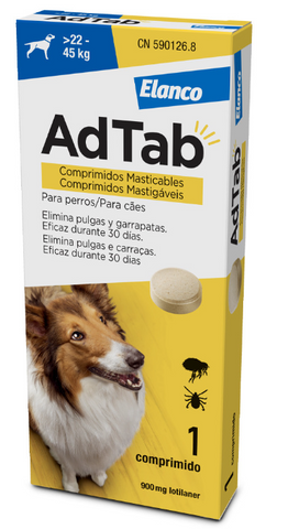 AdTab Comprimido mastigável contra pulgas e carraças para cães de 22 a 45 kg - AdTab (1 Comprimido)
