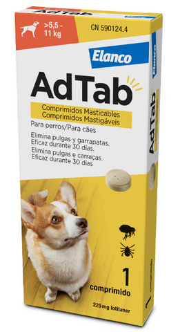 Comprimé à croquer antiparasitaire. Pour le traitement des infestations de puces et de tiques chez le chien, efficace jusqu'à 30 jours. Savoureux et facile à administrer. Pour chiens pesant entre 5,5 et 11 kg.