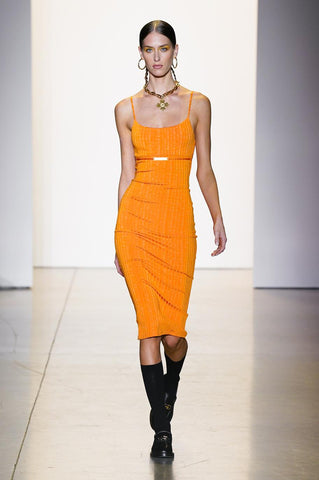 Orange Jersey Midi With Slim Belt - Hardware LDN | NYFW AW 2022