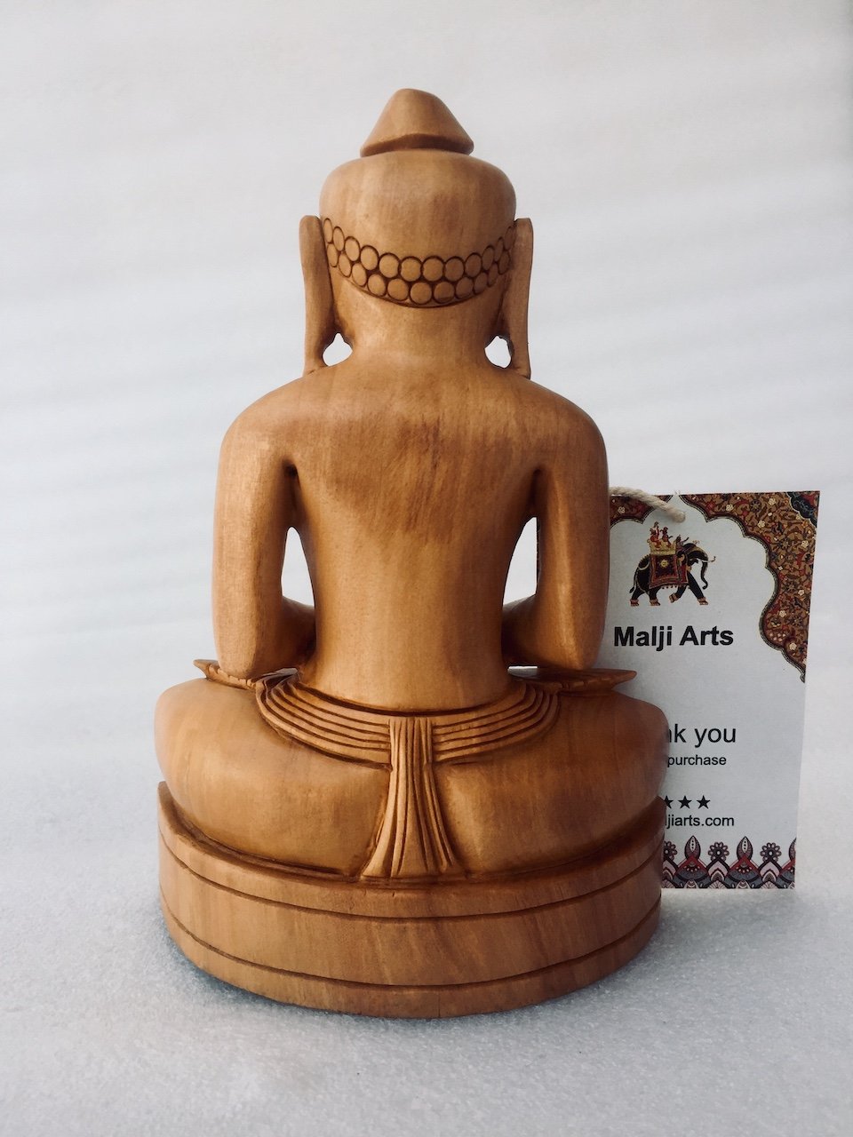 Wooden Hand Carved Mahaveer Bhagwan Statue – Malji Arts