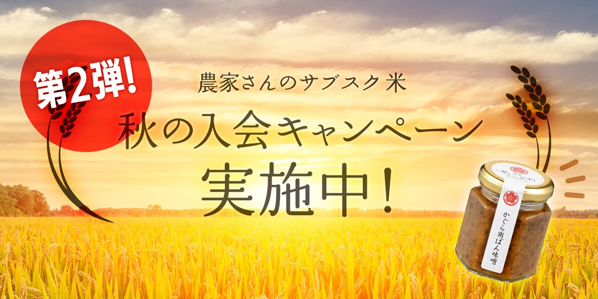 11月中に新規お申込みされた方にはもれなく、お米マイスター秋澤さんオススメの新潟 せんのやさんの「神楽南蛮味噌」をプレゼント！