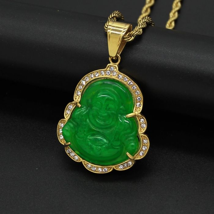 8 Pieces Buddha Pendant Necklace Jade Smiling Buddha Chain Bling Necklace  Dainty Amulet Jewelry for Women Men (Medium, Classic Style) | Amazon.com