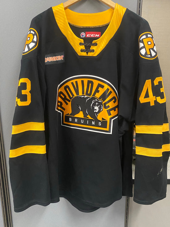 38 Jakub Zboril 2019-20 Game Worn Black Jersey – Providence Bruins
