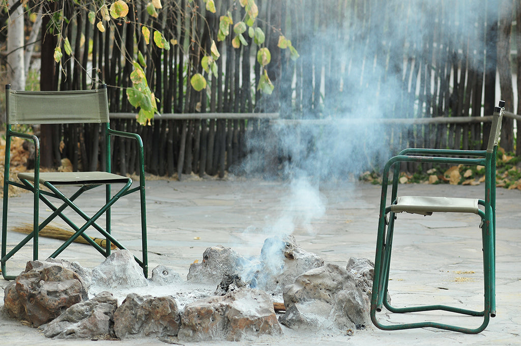 Camp fire in the moremi national park botswana