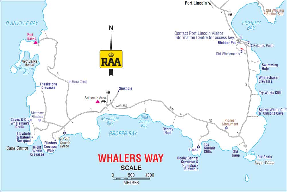 Whalers Way South Australia map