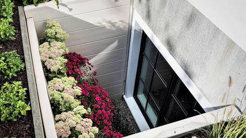 Flowers Planted in an egress window well