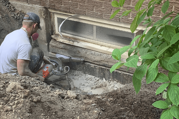 Cut concrete for egress window