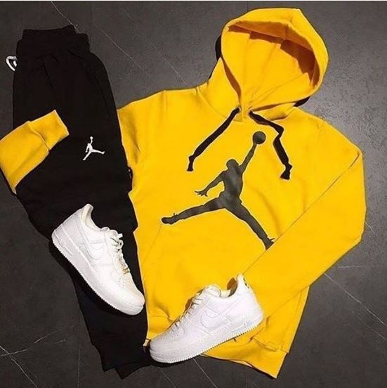 black and yellow jordan sweatsuit