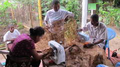 CPALI women sewing cocoon silk textiles