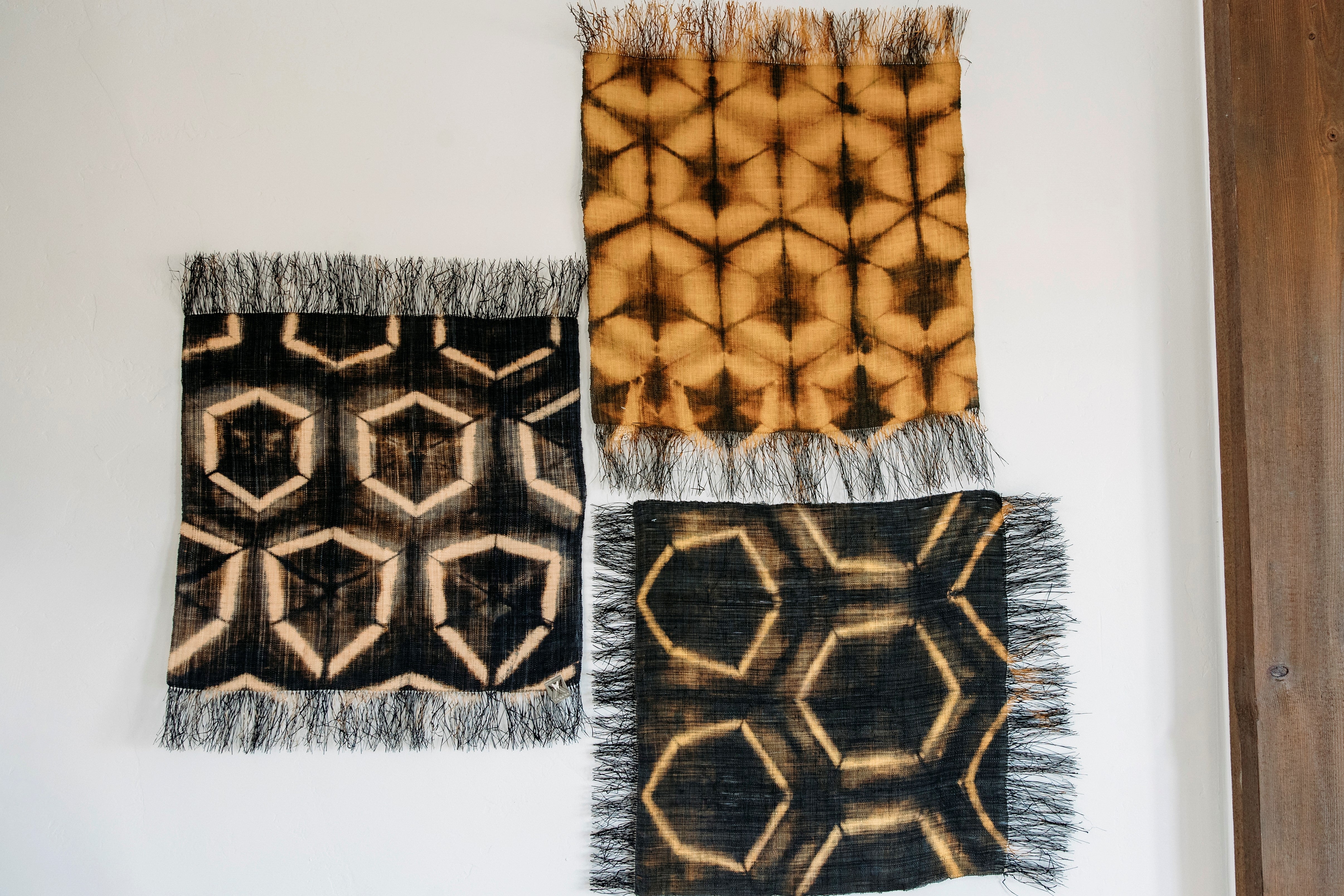 handwoven raffia panels from Madagascar