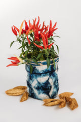 single wild cocoon silk basket with ornamental pepper and cocoons