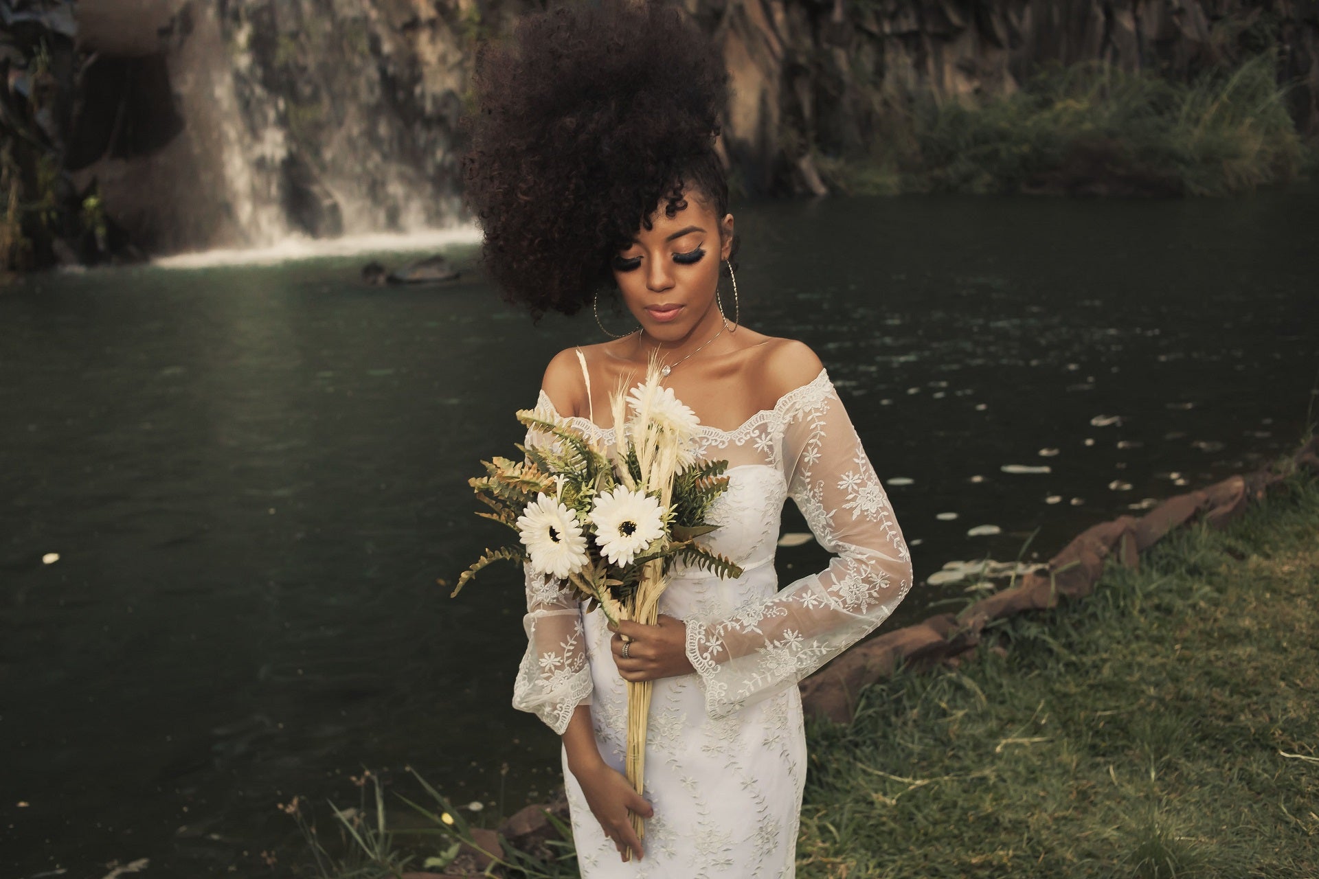 Femme Robe Dentelle Mariée Blanche