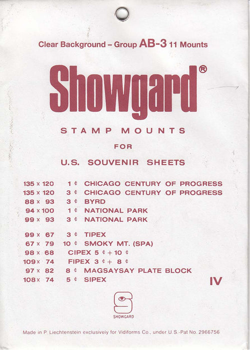 Showgard Stamp Mount Group AB Clear