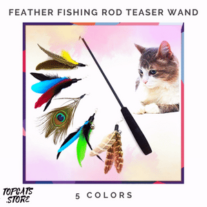 Feather Fishing Rod Teaser Wand Cat Toy ✔ - TopCats.Store