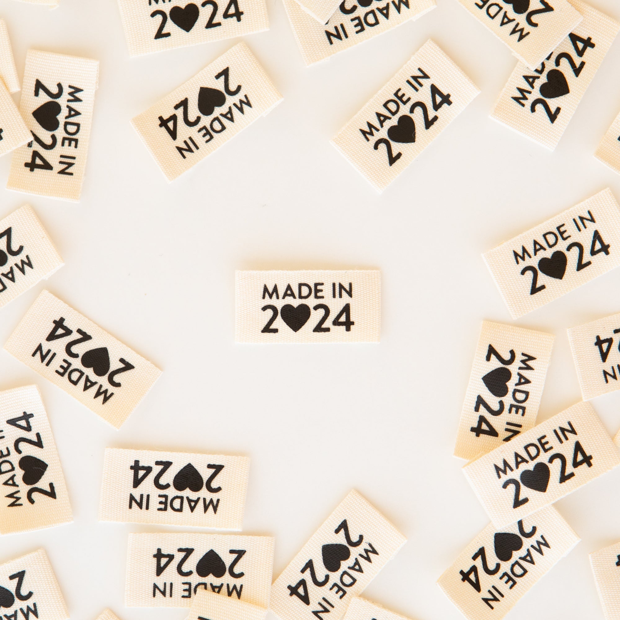 Woven Sew-In Labels - Made in 2024 Organic Cotton Labels (pack of 8)