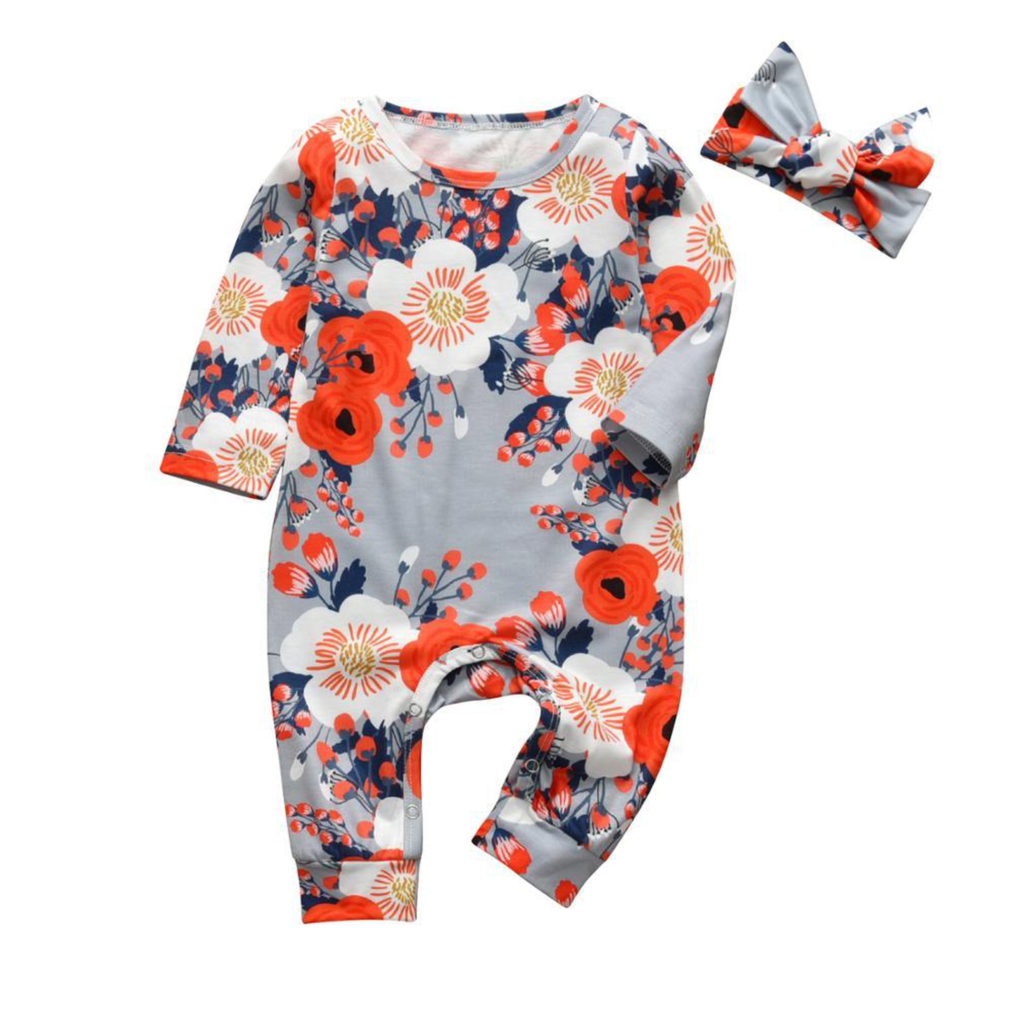 floral long sleeve onesie baby