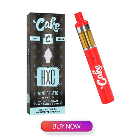 CAKE HXC disposable cart is made with live resin