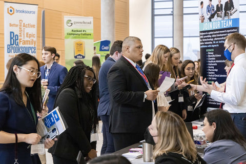 Students attended a Baylor University career fair this semester as companies resumed in-person job recruiting.