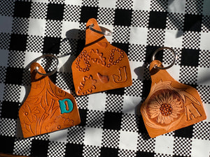 Ear Tag Leather Keychain