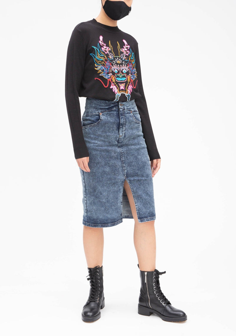 stretch denim skirt