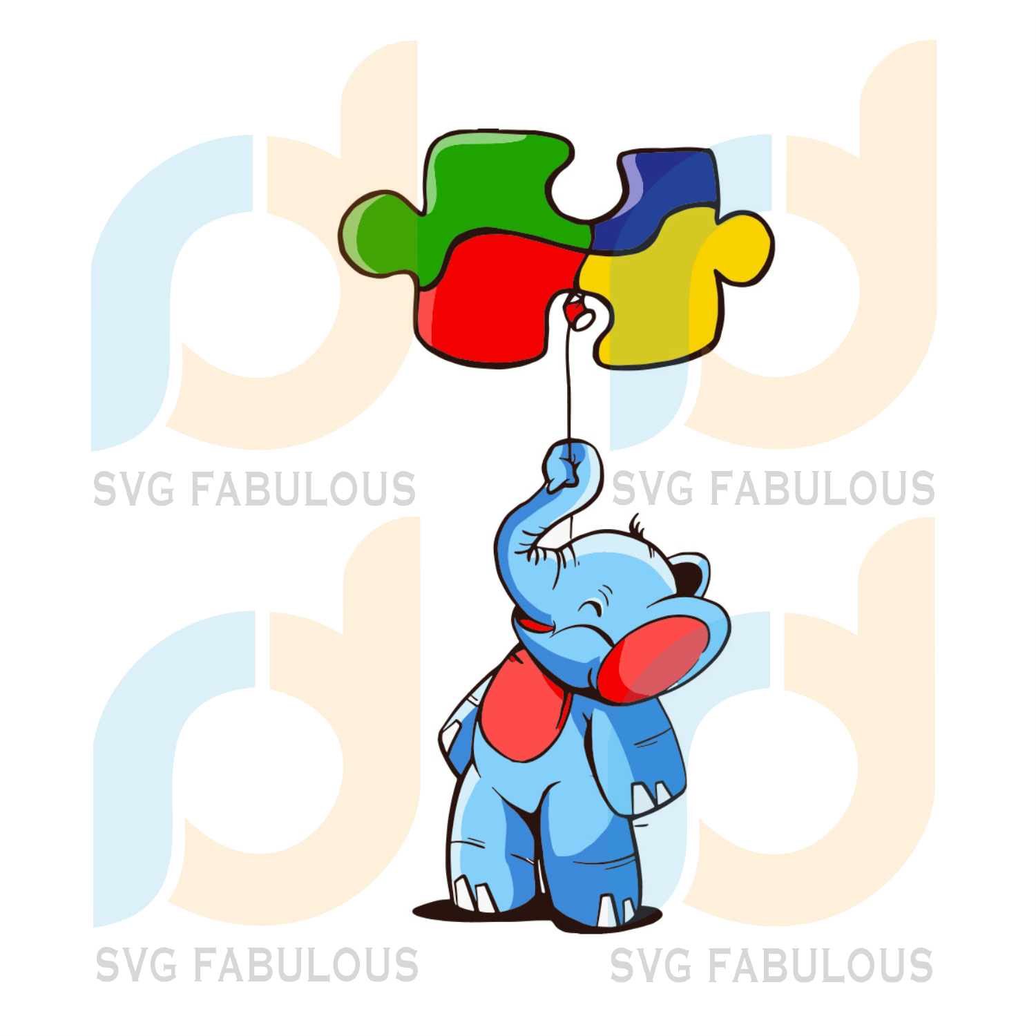 Download Autism Aware Cute Elephant Gift Puzzle Piece Svg Autism Svg Autism A Svg Fabulous