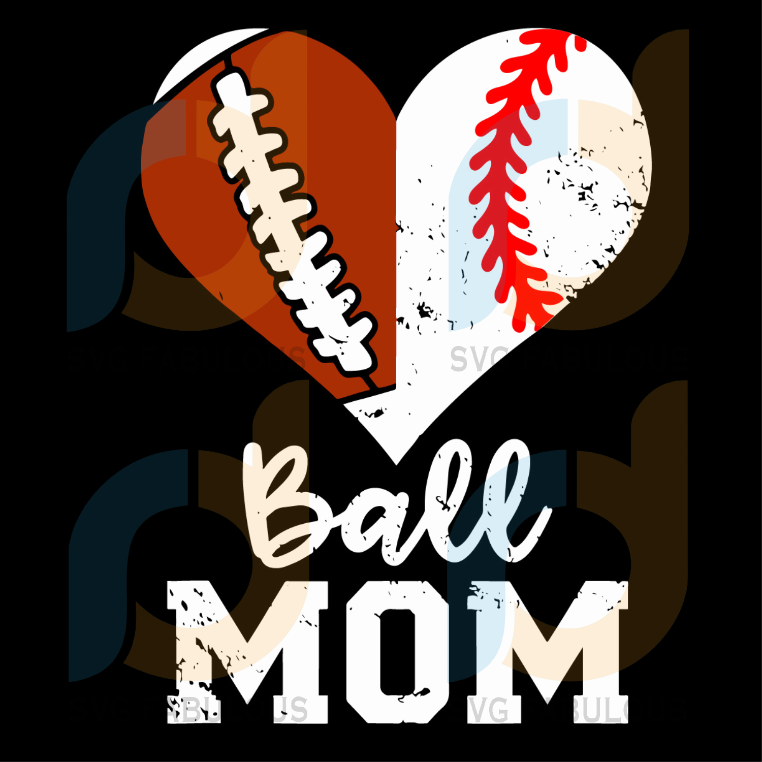 Download Ball Mom Heart Funny Football Baseball Mom Svg Mothers Day Svg Footb Svg Fabulous