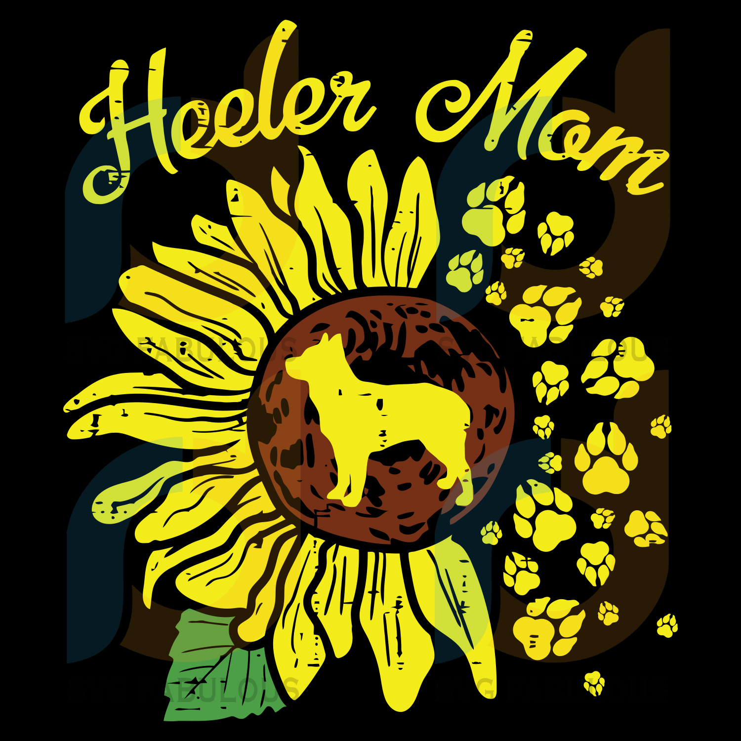 Download Heeler Mom Sunflower Paw Blue Red Australian Cattle Dog Svg Mother Da Svg Fabulous