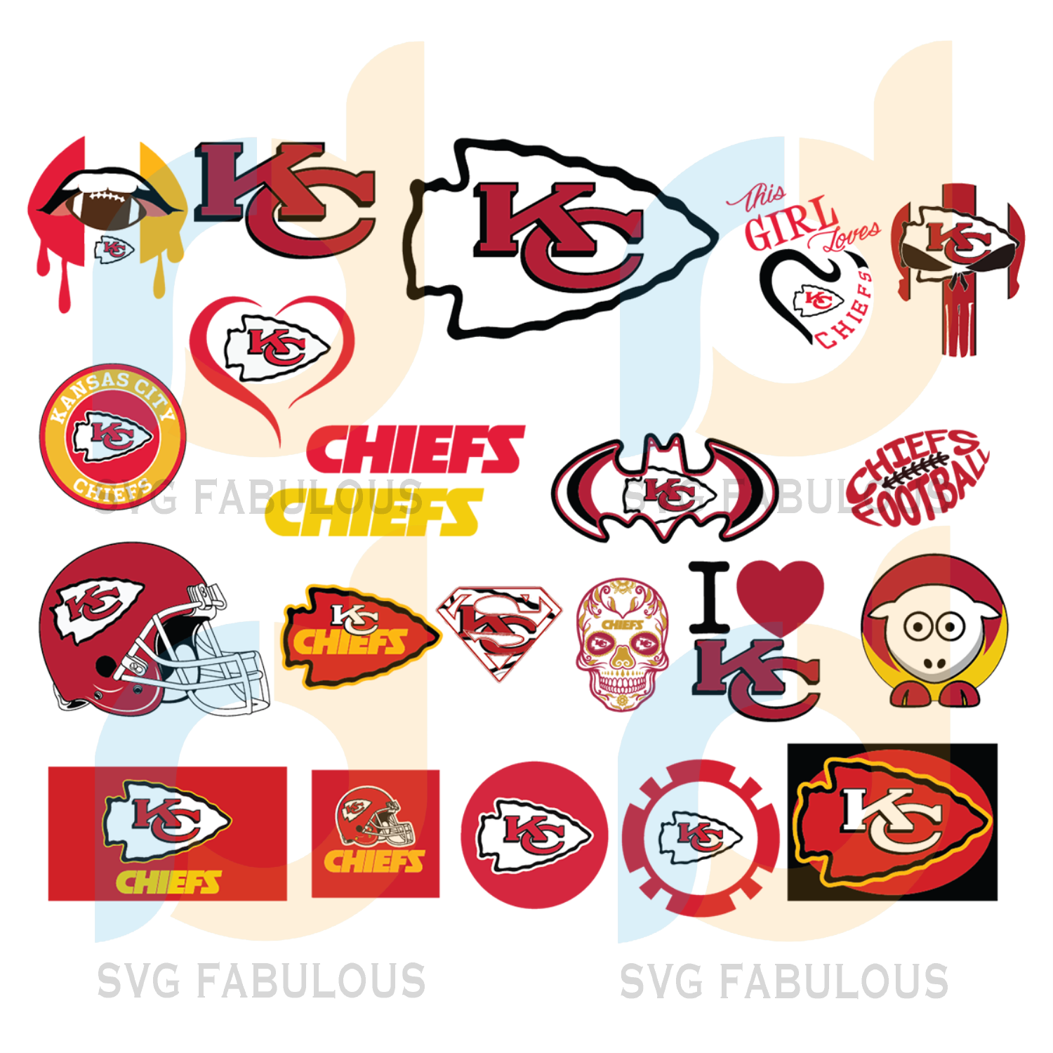 Kansas City Chiefs Logo Bundle Svg Sport Svg Kansas City Chiefs Svg Svg Fabulous