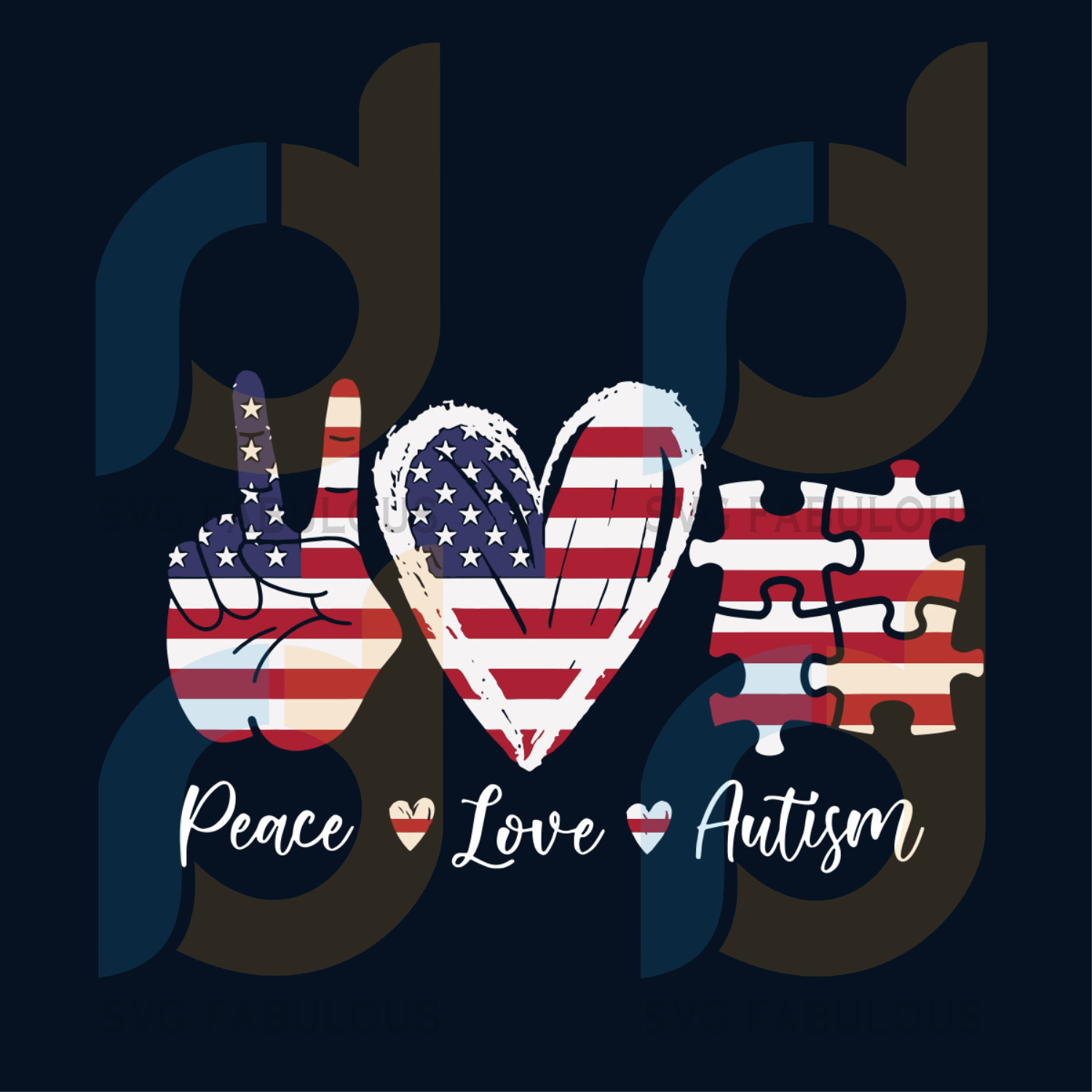 Download Peace Love Autism America Flag Svg Autism Svg Autism Awareness Svg Svg Fabulous