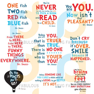 Dr Seuss Sayings Bundle Svg Dr Seuss Svg Dr Seuss Vector Dr Seuss C Svg Fabulous