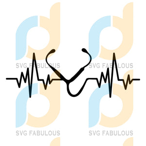 Download Heartbeat Svg Free Stethoscope Svg Nurse Svg Instant Download Silh Svg Fabulous