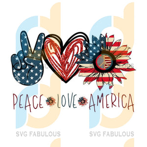 Download Peace Love America Sunflower Peace 4th Of July Merica Red White Svg Fabulous