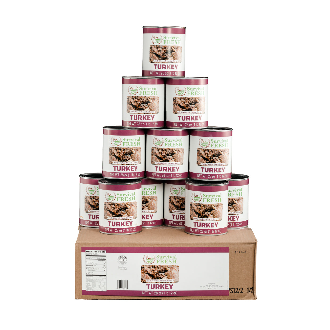 Image of Turkey All Natural 12 per Box 28oz Jumbo Canned Meat by Survival Fresh