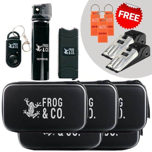 5 LIFESHIELD SELF DEFENSE KITS + 2 FREE DOOR STOP ALARM + 3 SCREAM WHISTLE