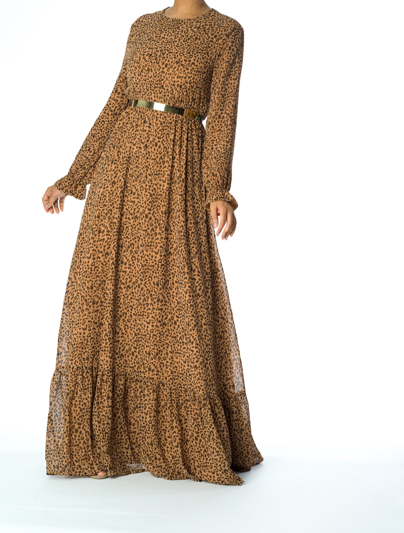Cheetah print chiffon maxi dress – Kabayare Fashion