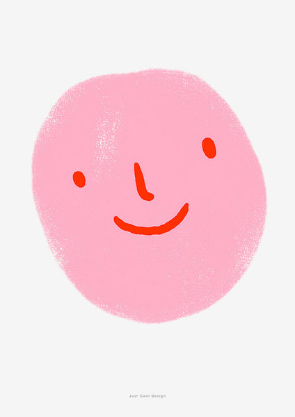 cute pink emoji poster with an illustration of a smiley face