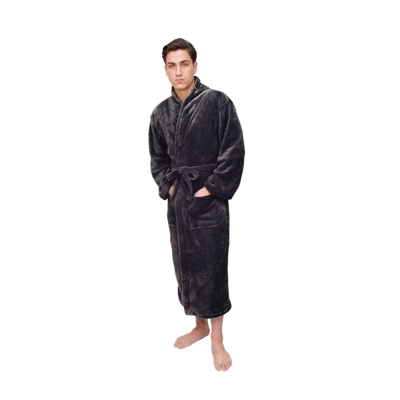 Wrapped In A Cloud Men's Robes - Plush / Charcoal Gray / Large/X-Large