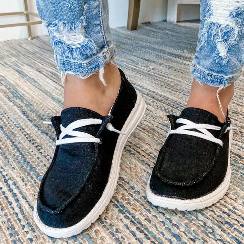 Women's Canvas Lace-Up Loafers 