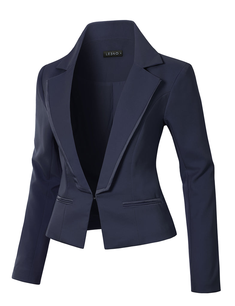 Lightweight Open Front Draped Tuxedo Blazer Jacket | LE3NO