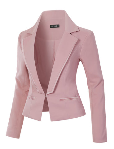 Lightweight Open Front Draped Tuxedo Blazer Jacket | LE3NO