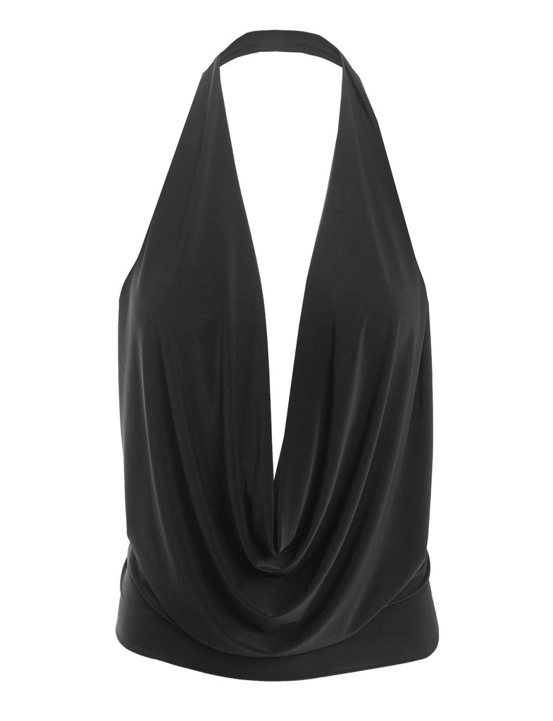 Lightweight Sexy Low Cut Halter Top with Stretch | LE3NO