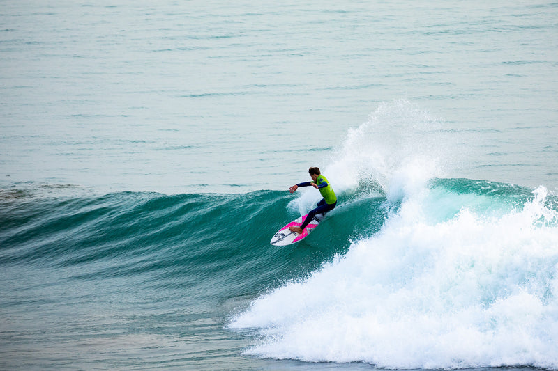 Lukas Skinner surfing in the 2023 European Rip Curl GromSearch final in Morrocco 