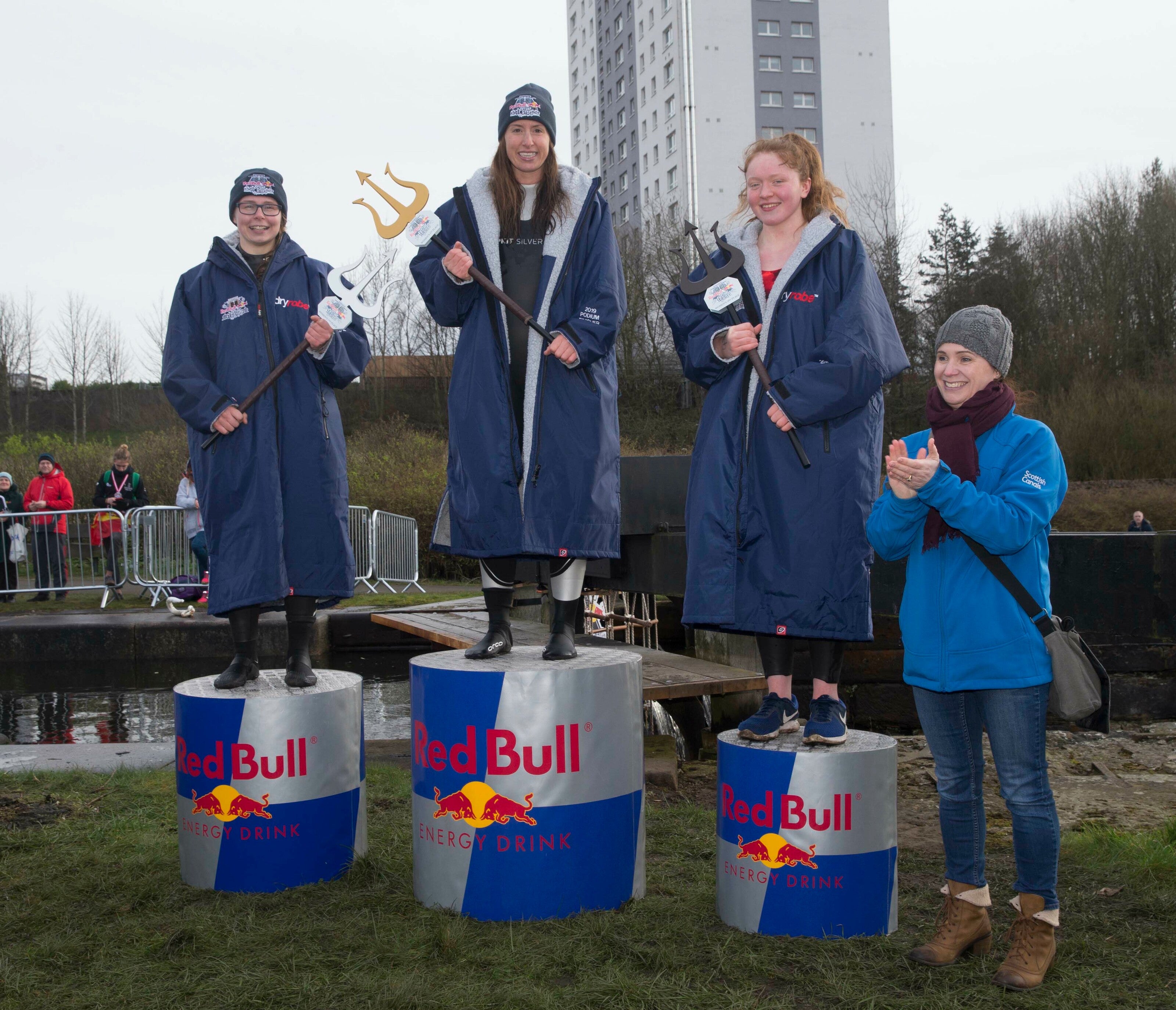 Erin Jones, Jennifer Davis, Nicole Reynolds on the Red Bull Neptune Steps Podium 2019