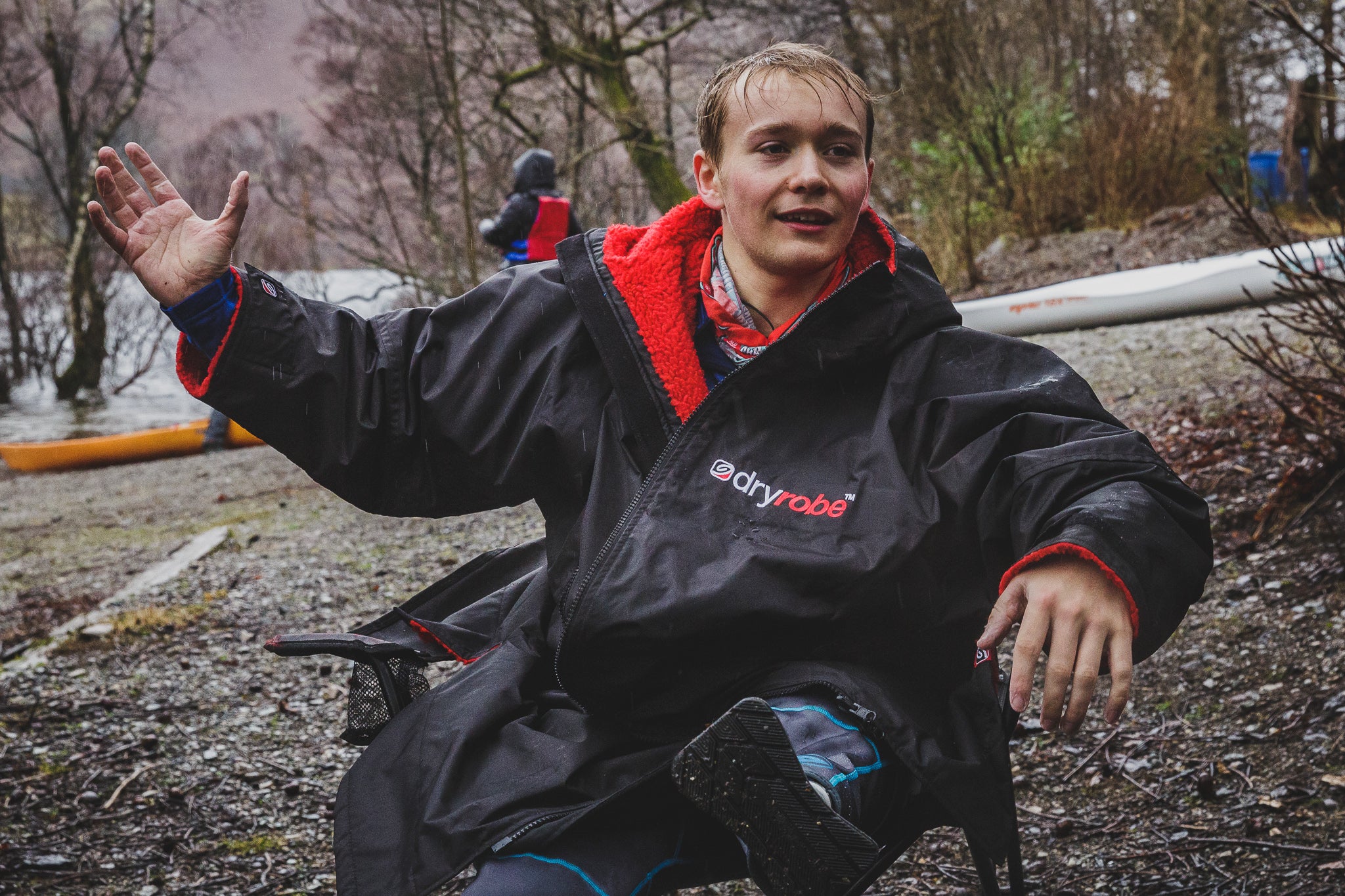 Billy Monger wearing his dryrobe® Advance during Billy's Big Comic Relief Challenge