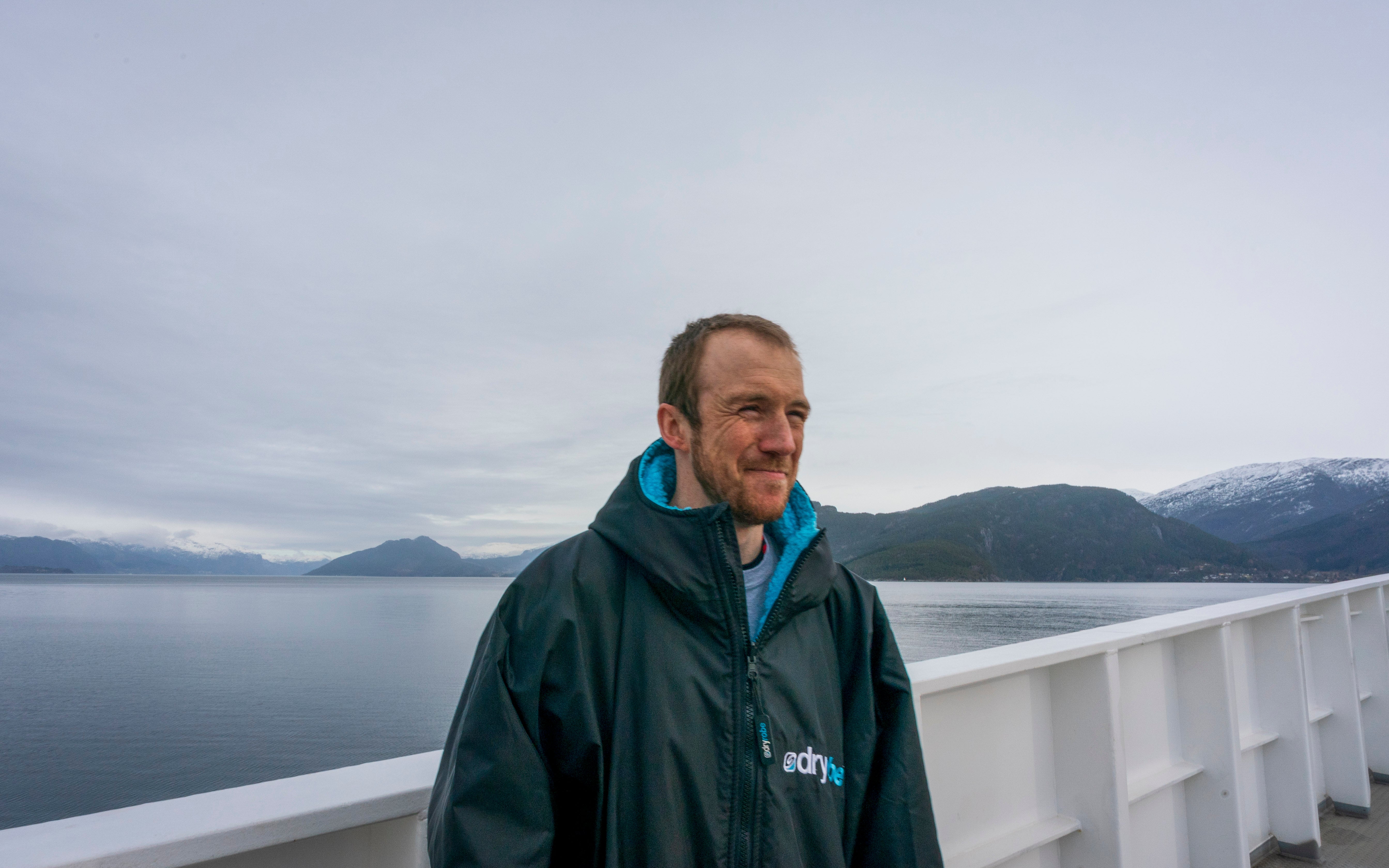 Jon Albon in his dryrobe - Bergen, Norway