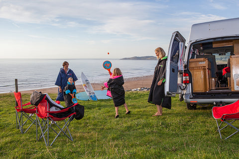 Playing by the beach