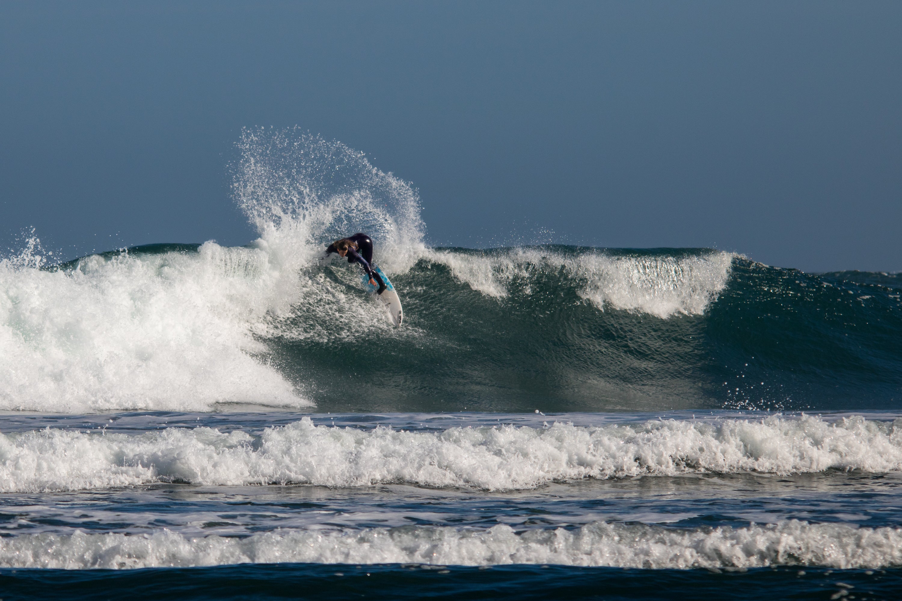 Lucy Campbell surfing in Lanzarote 2019